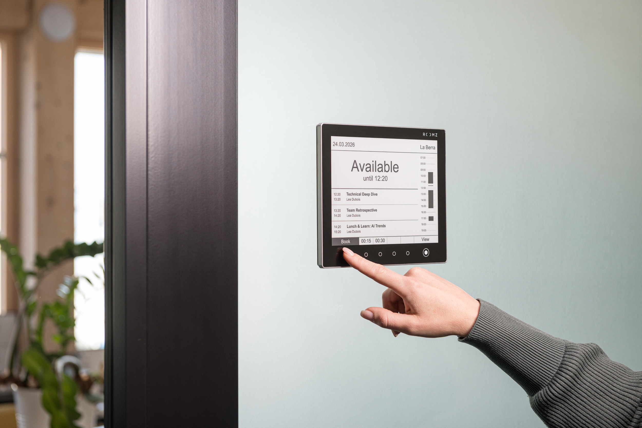 Meeting room booking system wireless installation